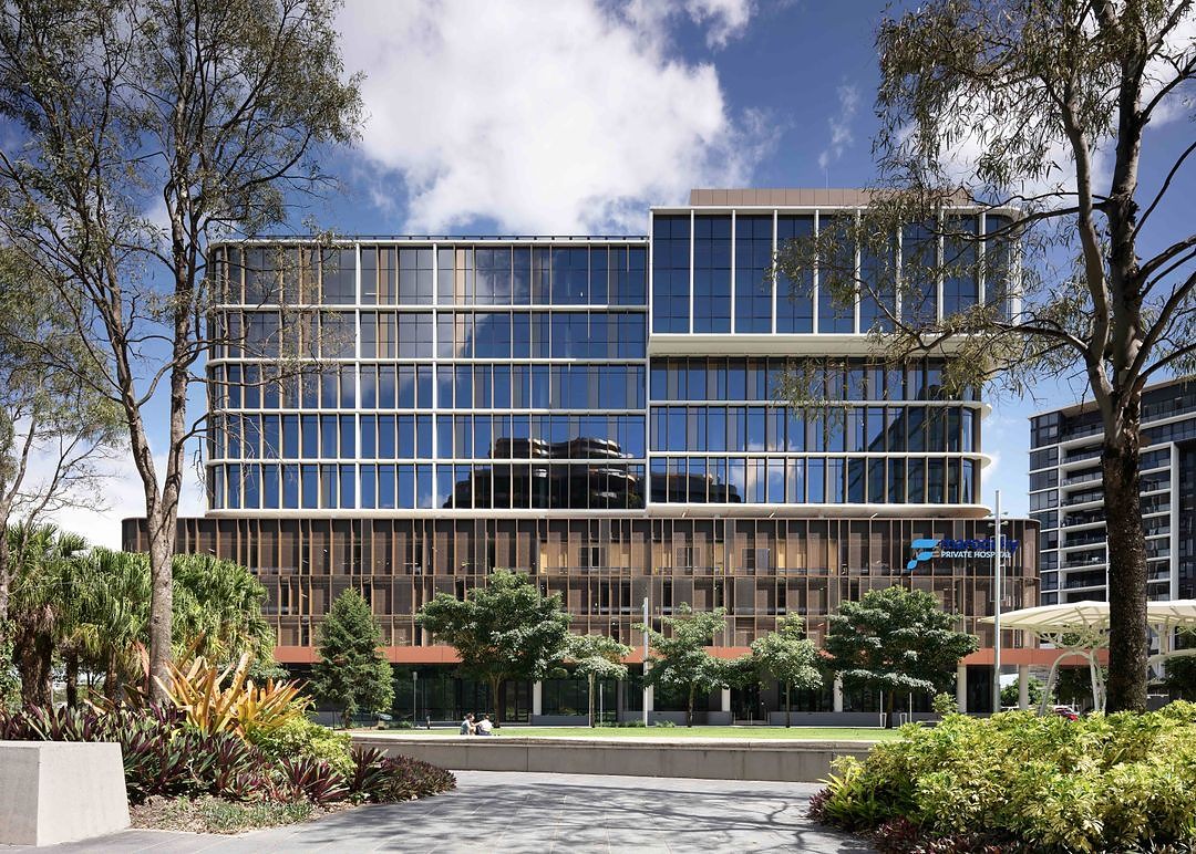 Maroochy Private Hospital, Maroochydore, seen face on from the street